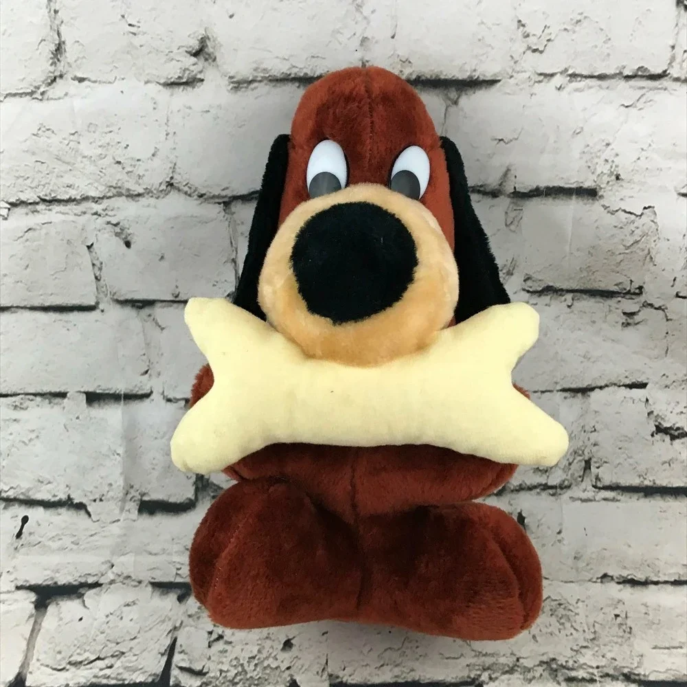VTG‎ Classic Toy Co Dog & Bone Plush Brown Styrofoam Pellet Filled Soft Toy